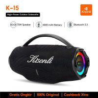 KISONLI K15 Speaker Bluetooth Portable 75W High Power Bass Subwoofer 6000mAh Type-C IPX4 Tahan Air