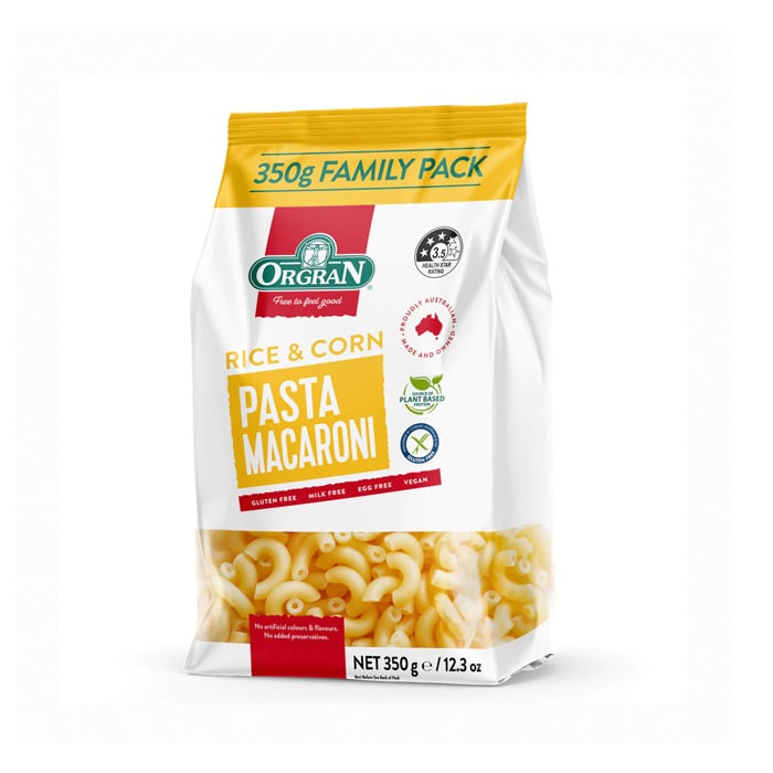 Nui macaroni từ gạo và bắp Orgran 350g