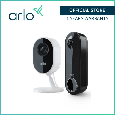 Arlo Essential Indoor Security Camera + Arlo Essential Wire-Free Video Doorbell Bundle ( VMC2040 + AVD2001B )