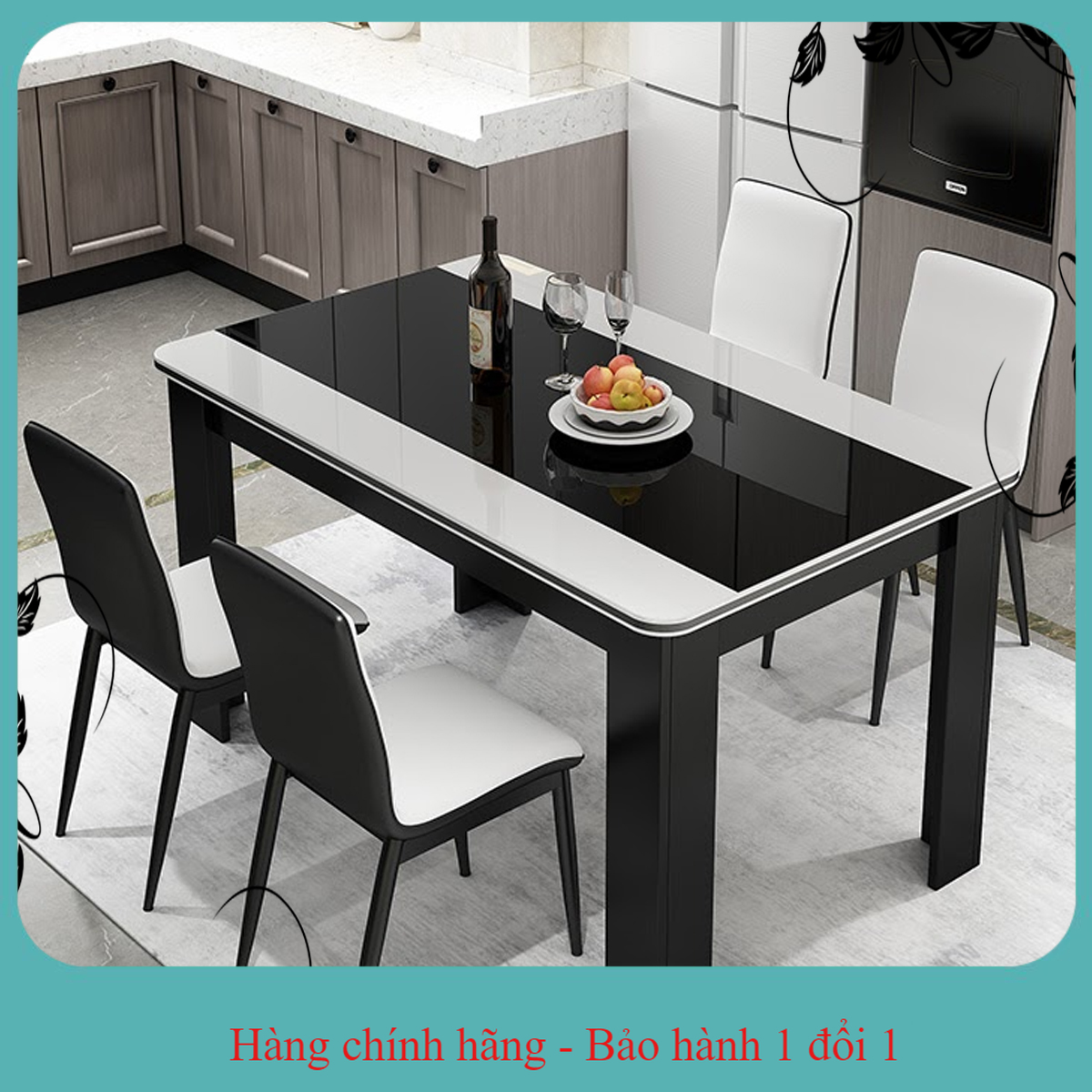 Bộ bàn ăn cao cấp kèm 4 ghế da