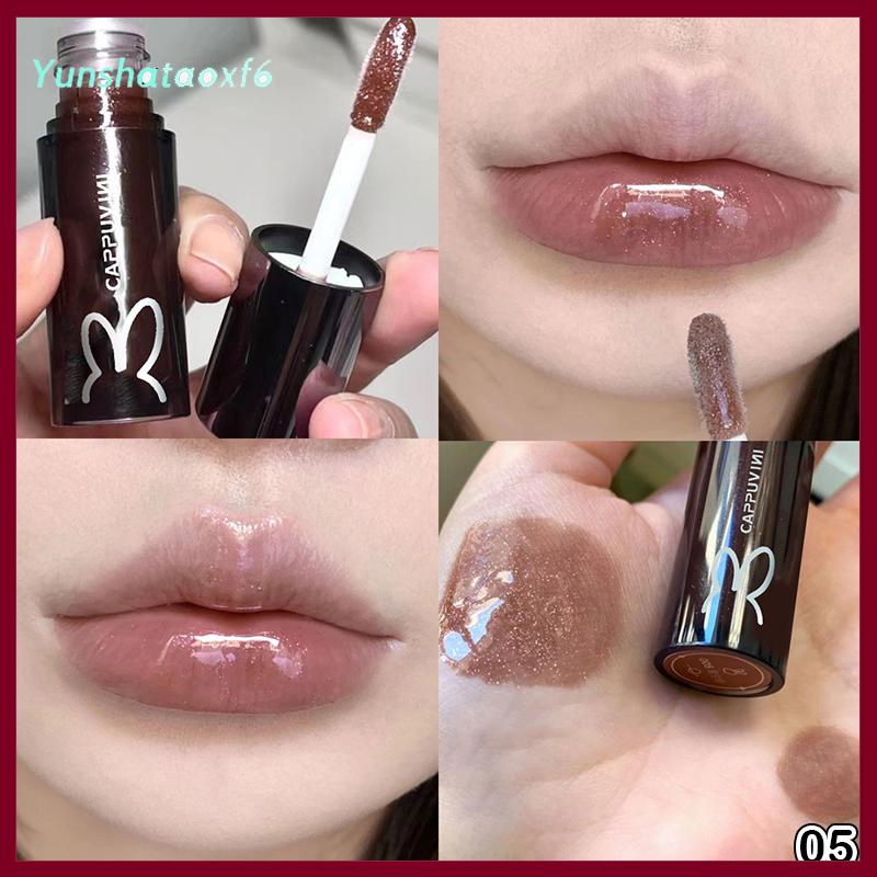 yunshataoxf Cappuvini Nước Tráng Men Gương Son Bóng Trang Điểm Pha Lê Thạch Dưỡng Ẩm Son Môi Lâu Dài Màu Sắc Chất Lỏng Son Môi Mỹ Phẩm - 8