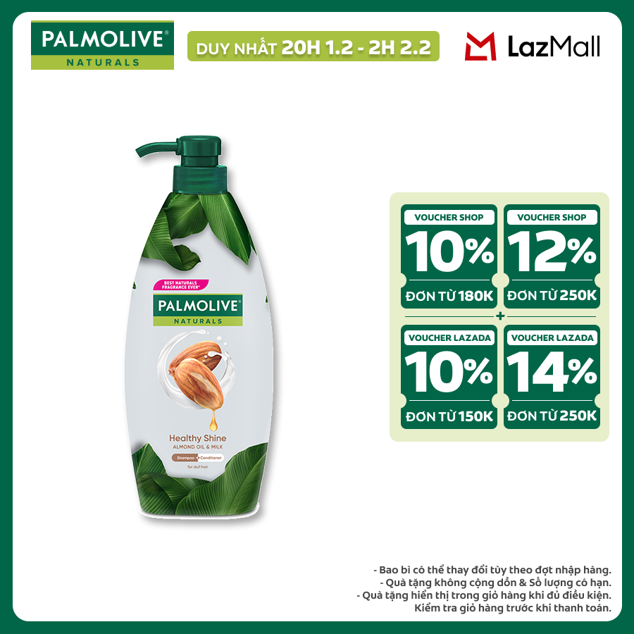 [Chỉ 20H 1.2 - 2H 2.2_X2 Voucher giảm 26%] Dầu gội Palmolive kèm xả 2-trong-1 chiết xuất thiên nhiên