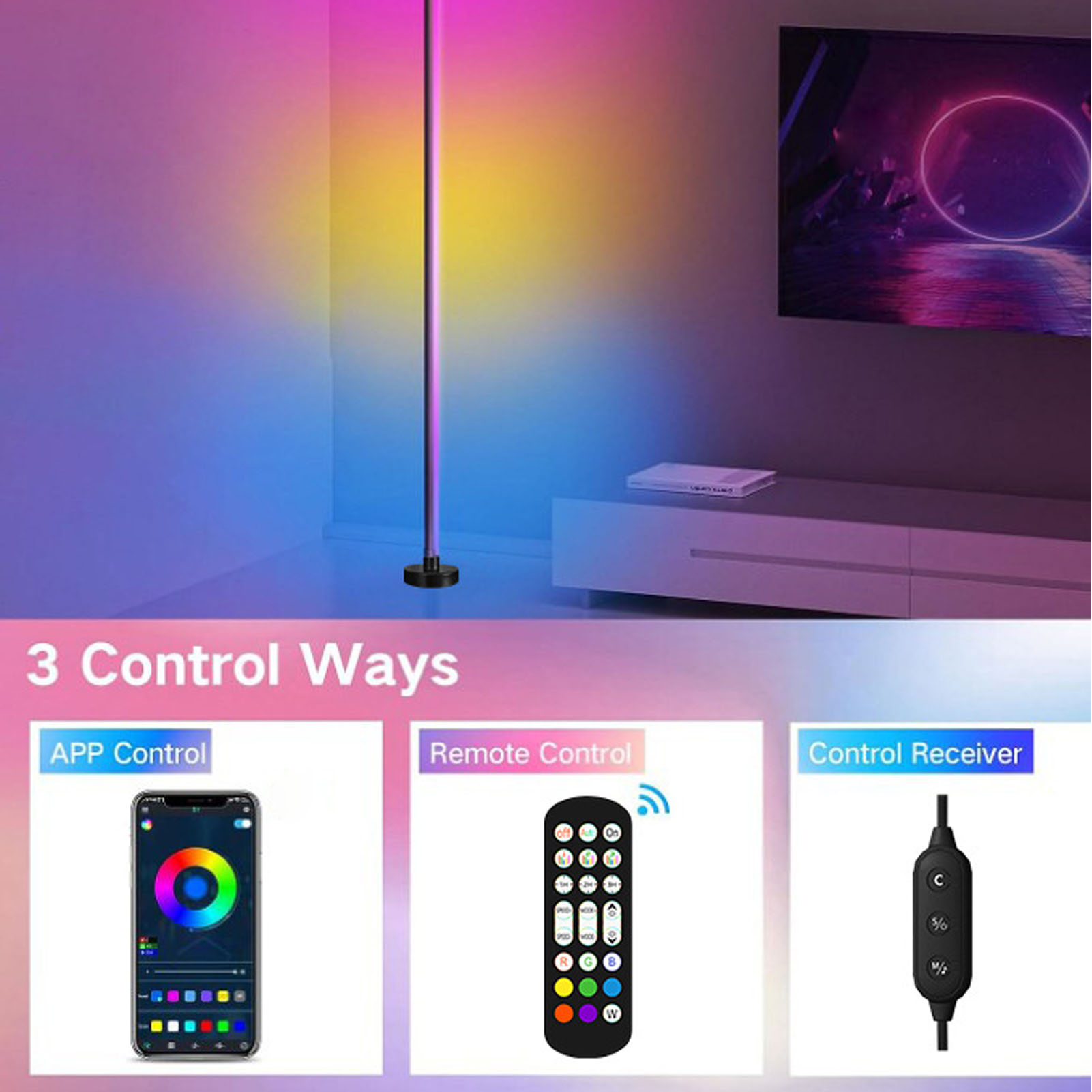 Led góc Đèn cây PC ABS thông minh RGB LED đèn góc cho phòng chơi game
