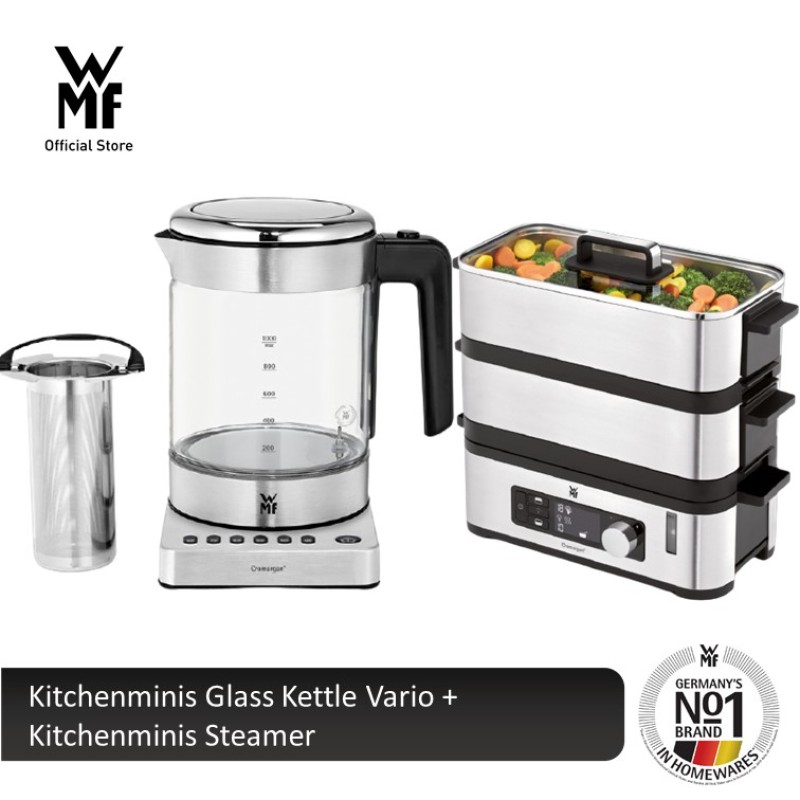 WMF Kitchenminis Glass Kettle Vario 0413188811 + Kitchenminis Steamer 0415098211 Singapore