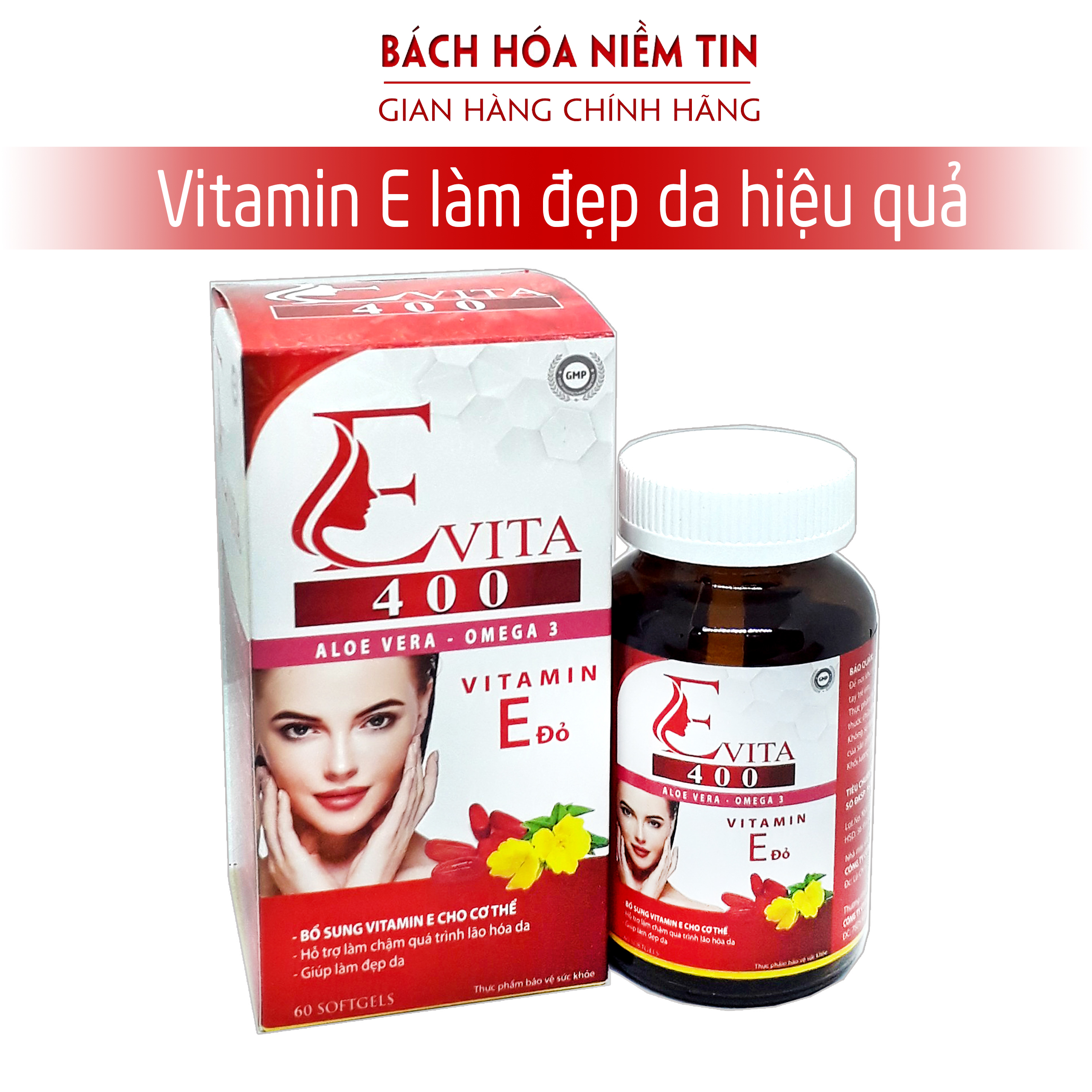 Vitamin E Vita 400 - thành phần Cao lô hội, omega 3, vitamin E đỏ
