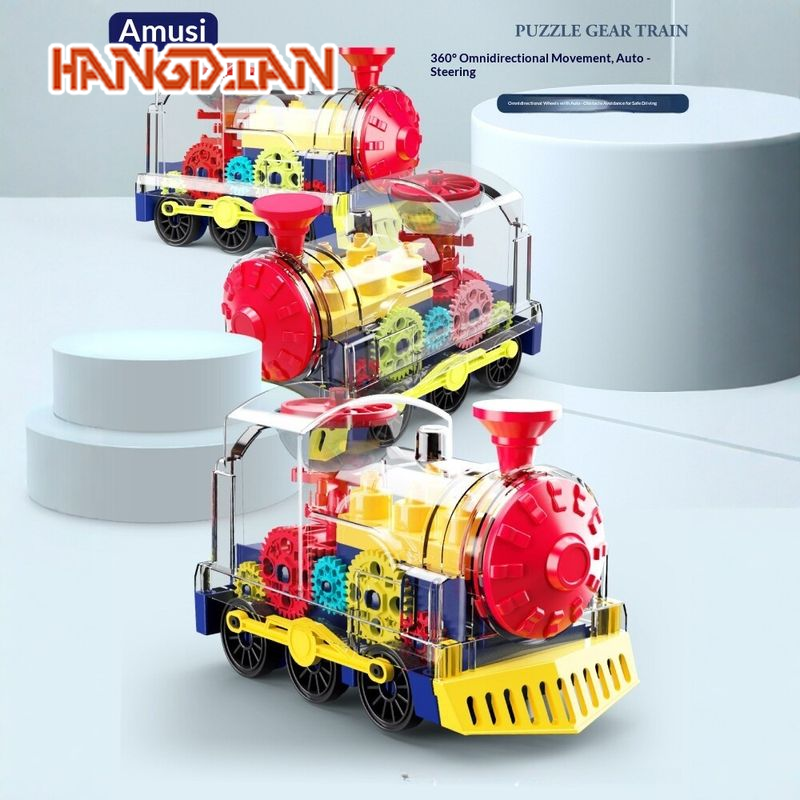 HANGDIAN Educational Electric Train Toy with Light, Sound and Transparent Gears for Kids ราคา 206 บาท*ส่งฟรี