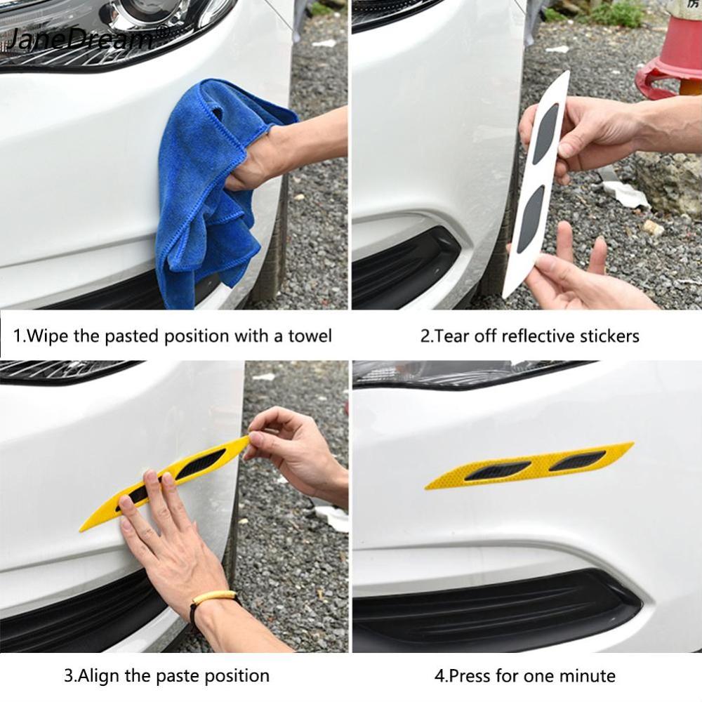 Janedream Yellow-6Pcs/Bộ cửa xe dán phản quang xe tải động cơ tự động dải phản quang chống trầy xước Cảnh Báo An toàn sợi Carbon BYD Atto 3