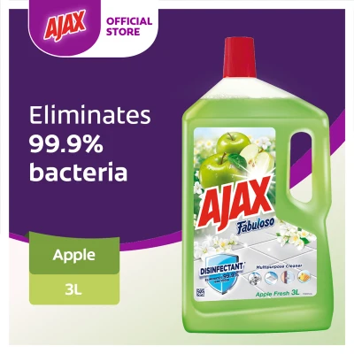[Eliminates 99.9% bacteria] Ajax Fabuloso Apple Multi Purpose Floor Cleaner 3L