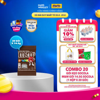 Combo 20 gói Kẹo Socola M&M gói 14.5g socola (1 hộp x 20 gói)