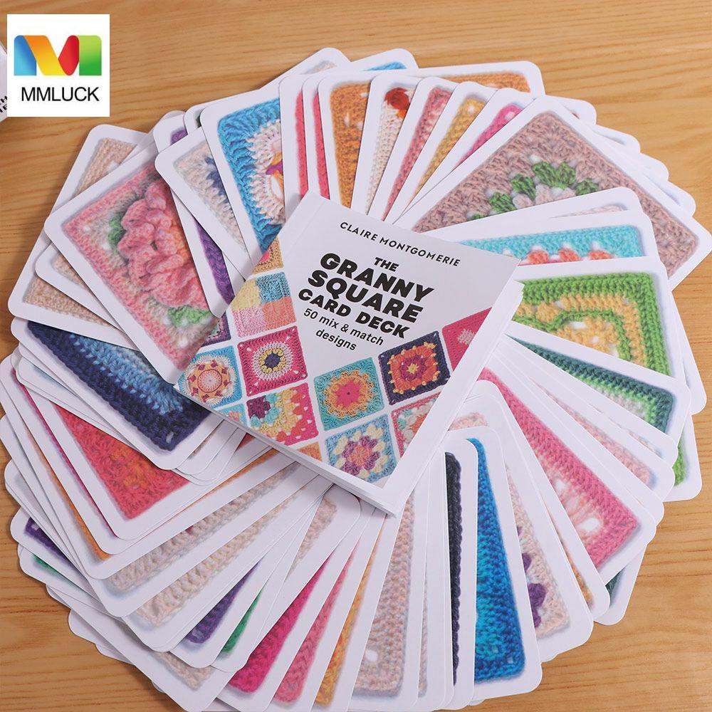 MMLUCK 50pcs/box Thiết kế kết hợp Bộ bài hình vuông bà Tự làm Thủ công Thẻ họa tiết dệt kim tự làm Thuận tiện Đầy màu sắc Bộ họa tiết dệt kim bà Dành cho người lớn