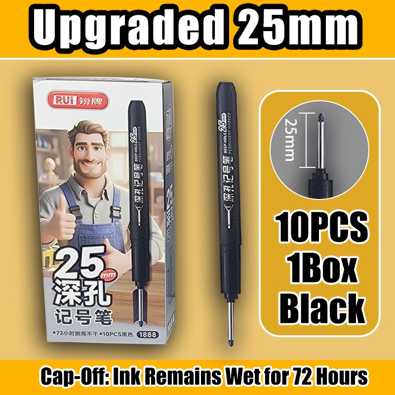 Upgraded 25mm Waterproof Permanent Long Nib Marker Pen Multifunctional Long Head Oily Metal Marker Set