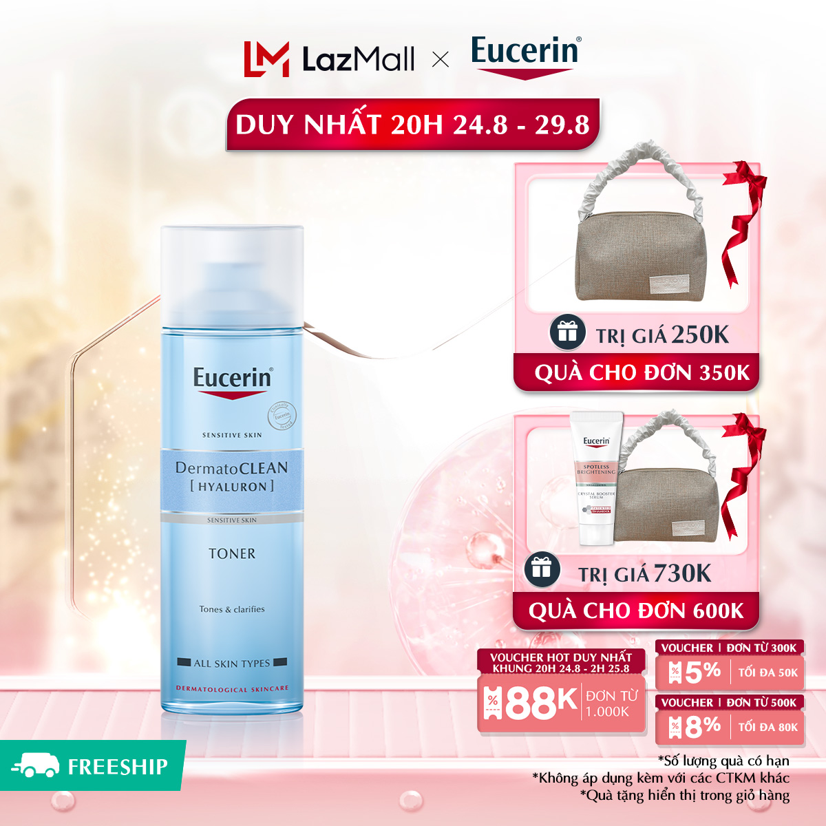 Nước cân bằng cho da nhạy cảm Eucerin Dermato Clean Toner 200ml