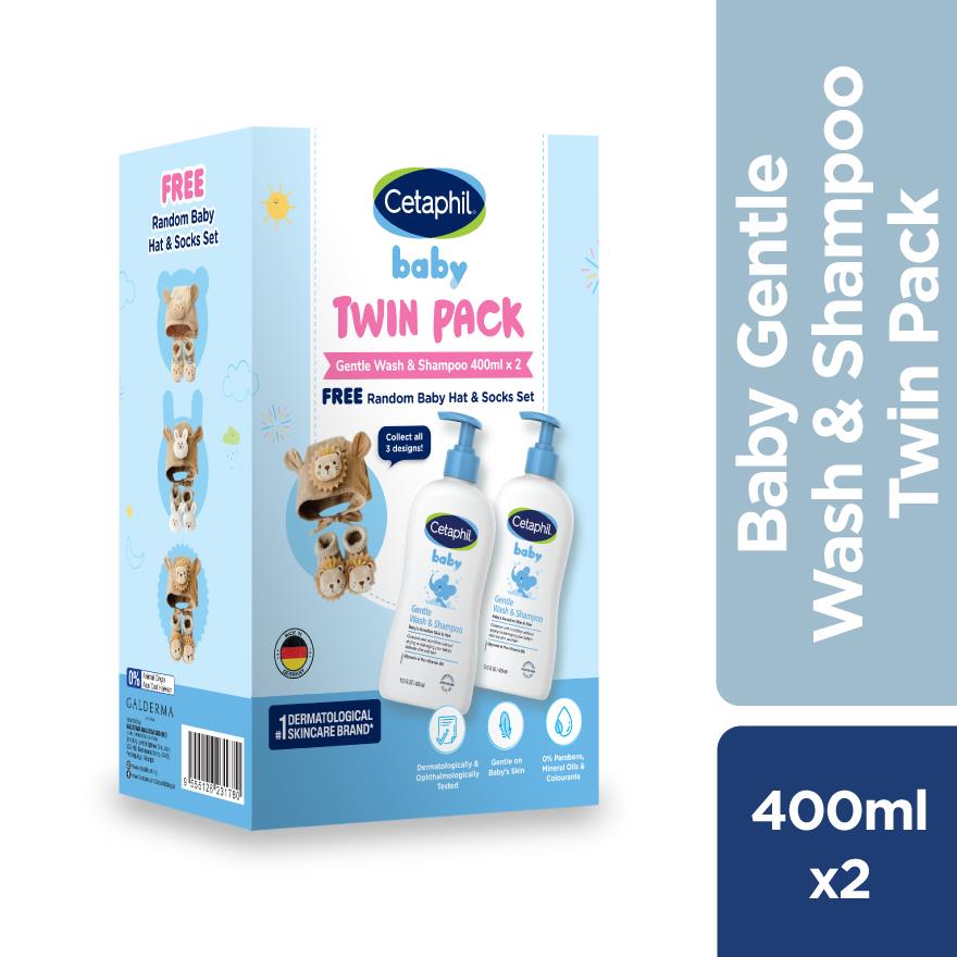 CETAPHIL Gentle Wash & Shampoo 400ml x 2 + GWP