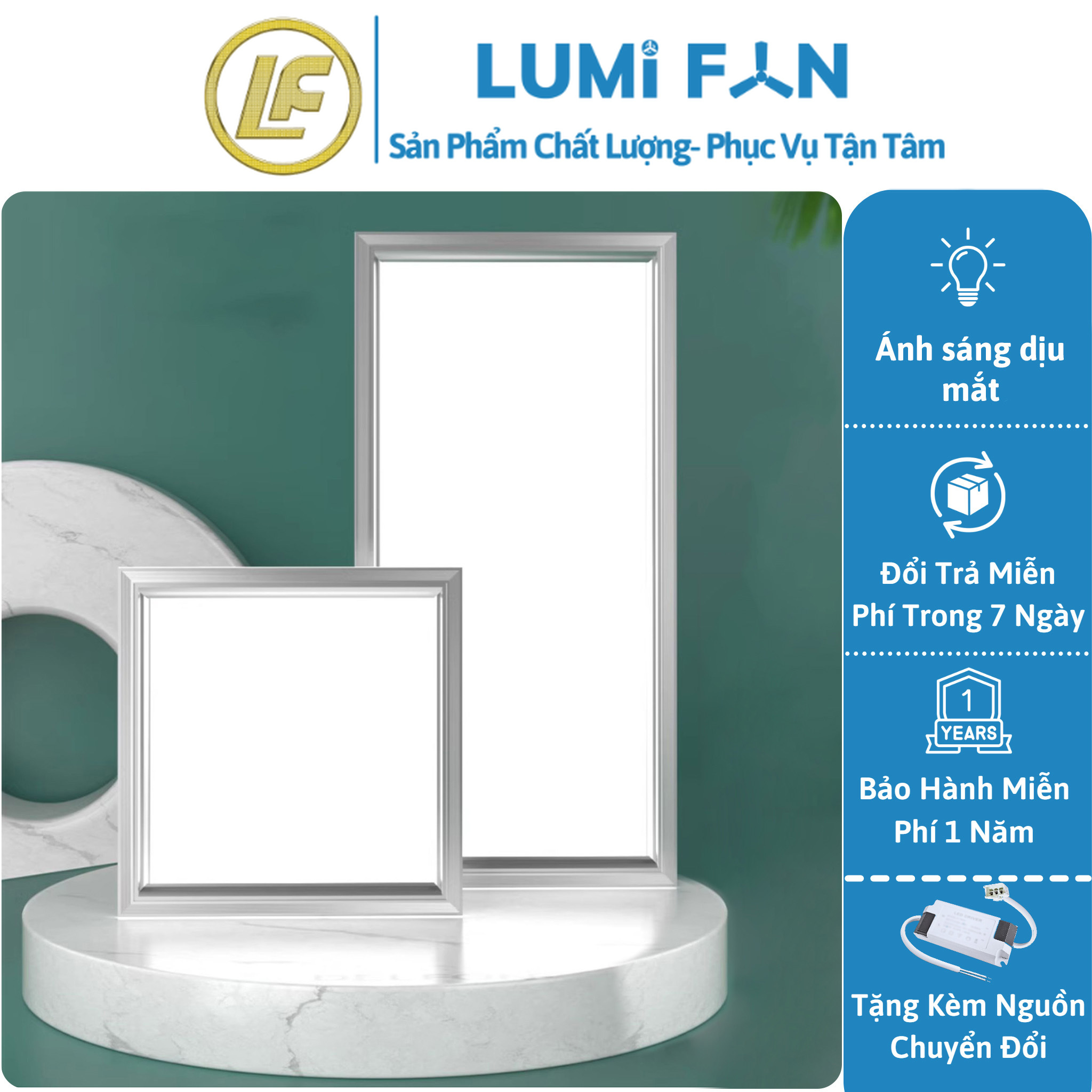 Đèn panel âm trần ecofan kích thước 60x60cm 50w, led tấm loại thả trần giả kèm cục nguồn tăng phô - bảo hành 1 năm