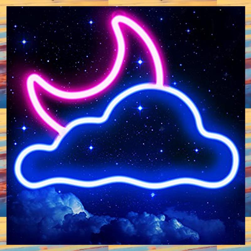 (TEFP) Cloud And Moon Neon Sign For Wall Decor For Bedroom Wedding Decoration Birthday Present