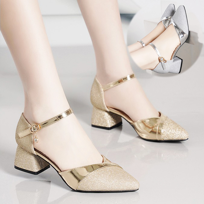 Giày cao gót 5cm bít mũi kim tuyến -cg38