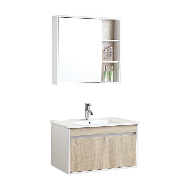BATH&BATH ชุดตู้วางอ่าง+ตู้กระจก EB-1095-80 ลายไม้ ราคา 10,500 บาท*ส่งฟรี