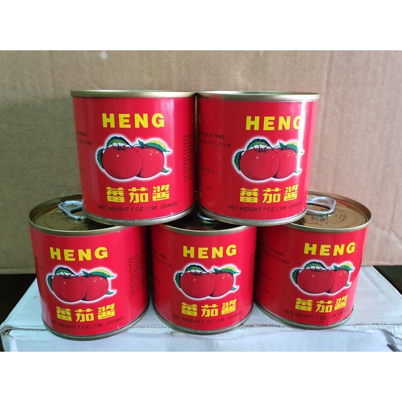 Cà Chua cô đặc đóng hộp HENG lon 198gr, (có đến 95% cà chua Nguyên liệu làm Mỳ Ý pasta, pizza