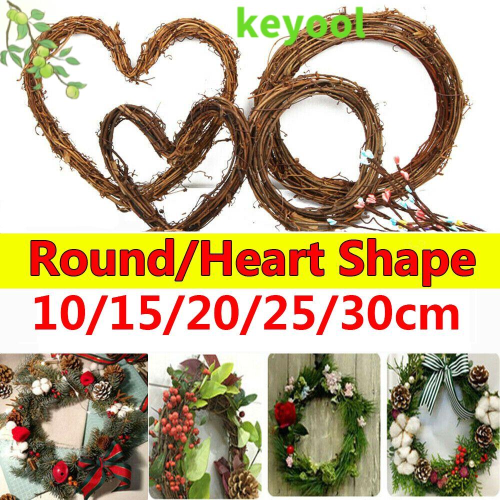 KEYOOL 10-30CM Thủ công DIY Đồ trang trí cho bữa tiệc Xmas Cửa sổ treo Vòng hoa đám cưới Cầu mây Hình tròn / hình trái tim Wreath Wicker Vòng hoa mây