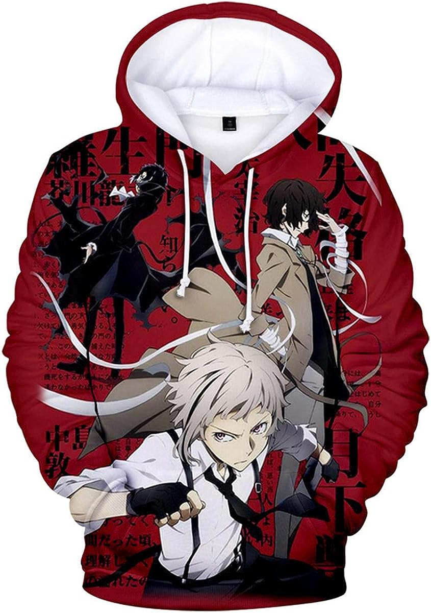 Anime Bungo Stray Dogs Dazai Osamu Cool Men Hooded Sweatshirt Fashion  Cartoon Manga Winter Casual Women