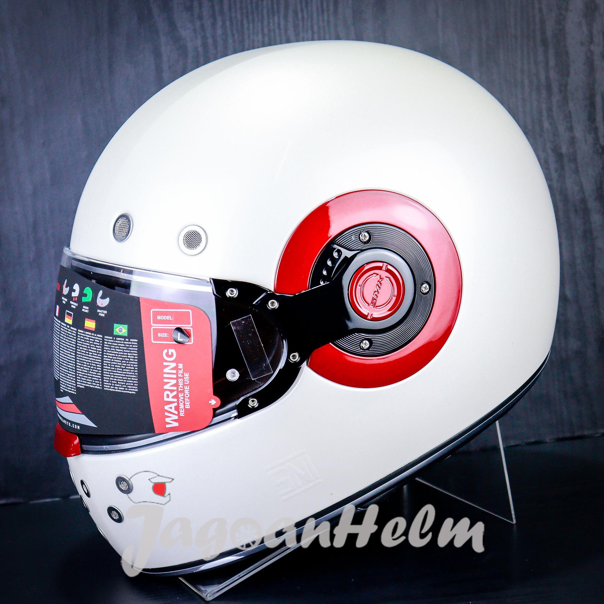 SMK HELM RETRO SOLID GL130 | WHITE | CLASSIC SINGLE VISOR Harga 1,330,000 rupiah*Gratis Ongkir