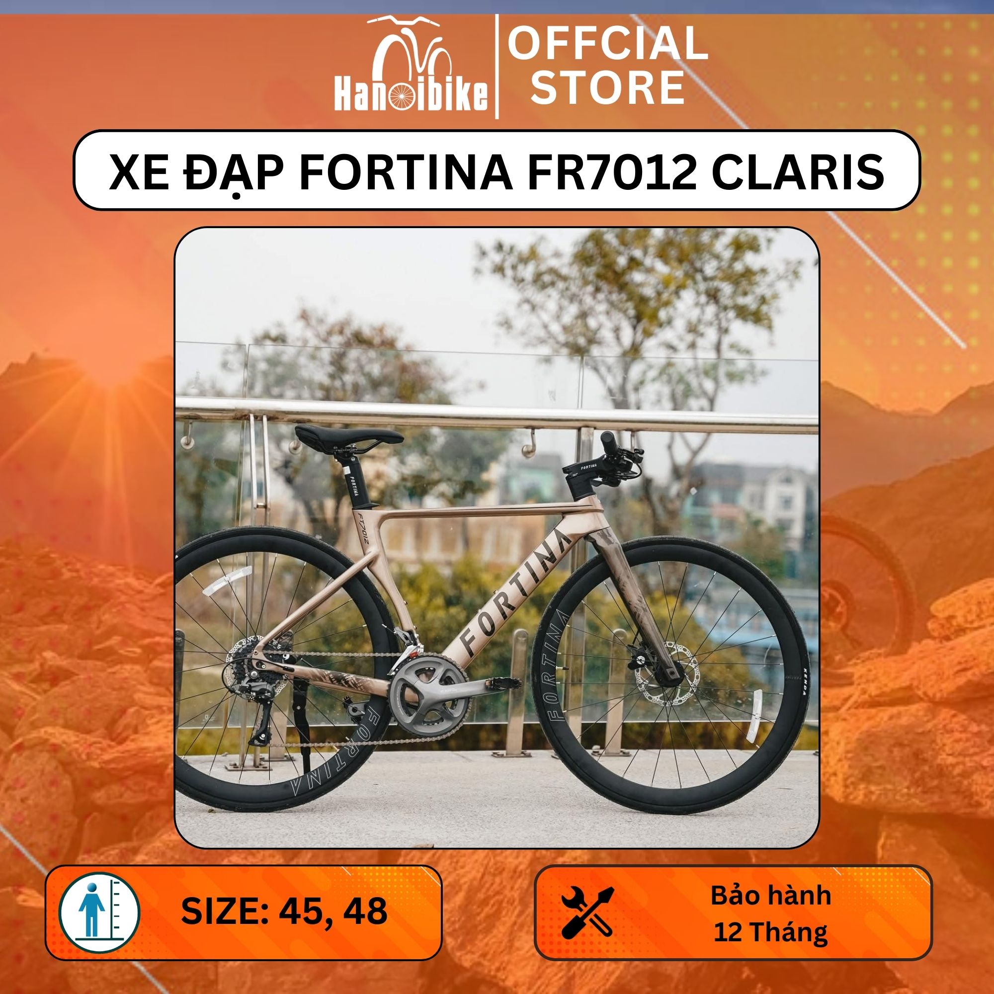 Xe touring FORTINA FT7012 Khung Nhôm Dây Đi Âm Sườn Chuyển Động Shimano Claris R2000