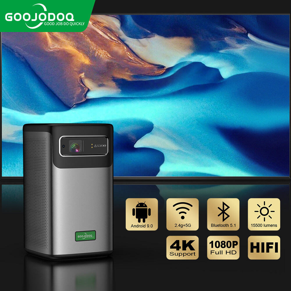 GOOJODOQ 2024 DLP mini Projector Dolby Audio พร้อม LCD Full HD 1080P WiFi iOS Android ออโต้โฟกัสและการสะท้อนหน้าจอแบบพกพามินิโปรเจคเตอร์รองรับ 4K 1 year warranty ราคา 9,499 บาท*ส่งฟรี