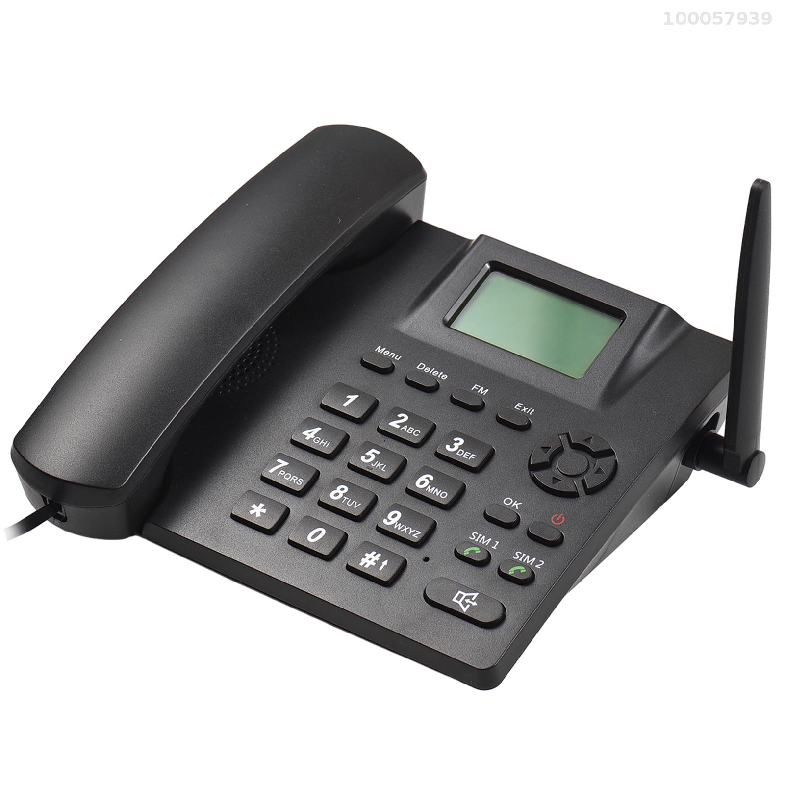Fixed Landline Phone Desktop Telephone Support GSM 850/900/1800/1900MHZ Dual SIM Card 2G Cordless Phone with Antenna Radio Alarm Clock SMS Recording Funtion 6 System Languages for House Home Call Center Office Company Hotel ราคา 814 บาท*ส่งฟรี