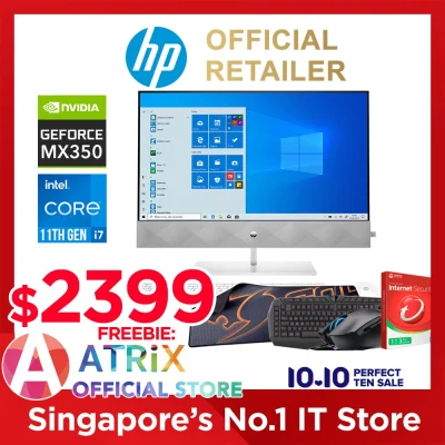 【Free MS Office】Express Delivery | HP Pavilion 27-d1004d PC | 27inch QHD (2560 x 1440) Touch | Intel Core i7-11700T | GeForce MX350 | 16GB DDR4-3200 | 1TB PCIe SSD | 3Y Onsite Warranty