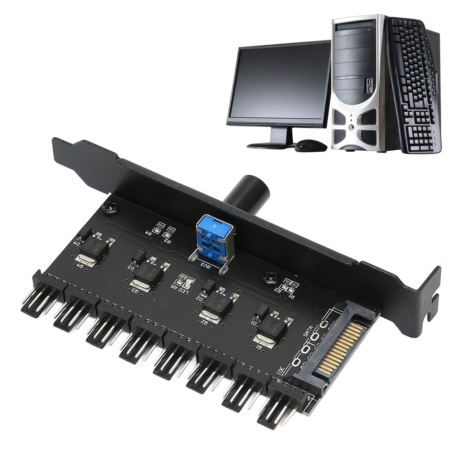 Garosa Bộ Điều Khiển Tốc Độ Quạt PC Chung Nút Điều Chỉnh Hub Quạt 8 Kênh Cho Linh Kiện Máy Tính Giảm Tiếng Ồn Cho Hệ Thống Làm Mát Bằng Nước Cho PC Giao Diện 4PIN Giá 118,000 Đồng*Miễn phí vận chuyển