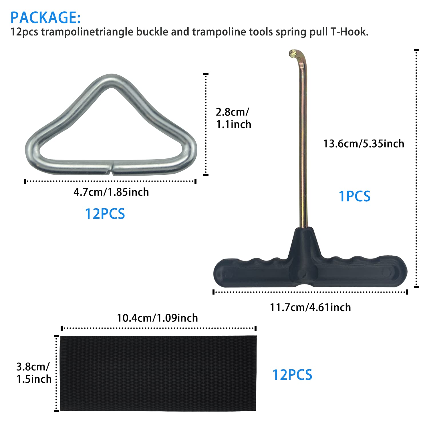12 cái Trampoline tam giác khóa Trampoline lò xo đệm nhún lò xo tam giác nhẫn V-Móc Khóa Nhẫn weing Trampoline phụ kiện