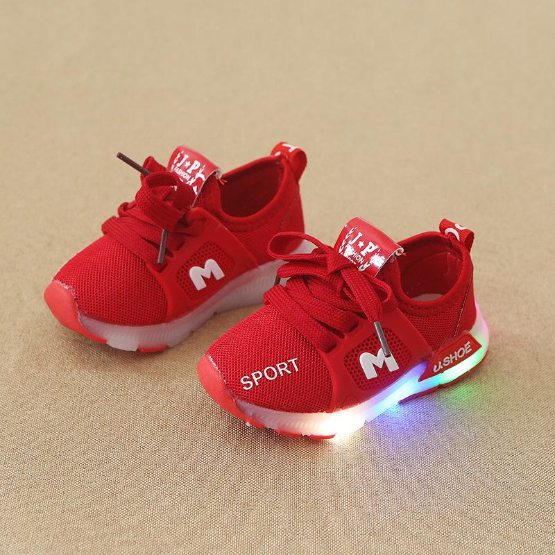 Student Kids Led Shoes Girls Sport Shoes With Led Lights Little Girls Glowing Sneakers Children Casual Shoes A746