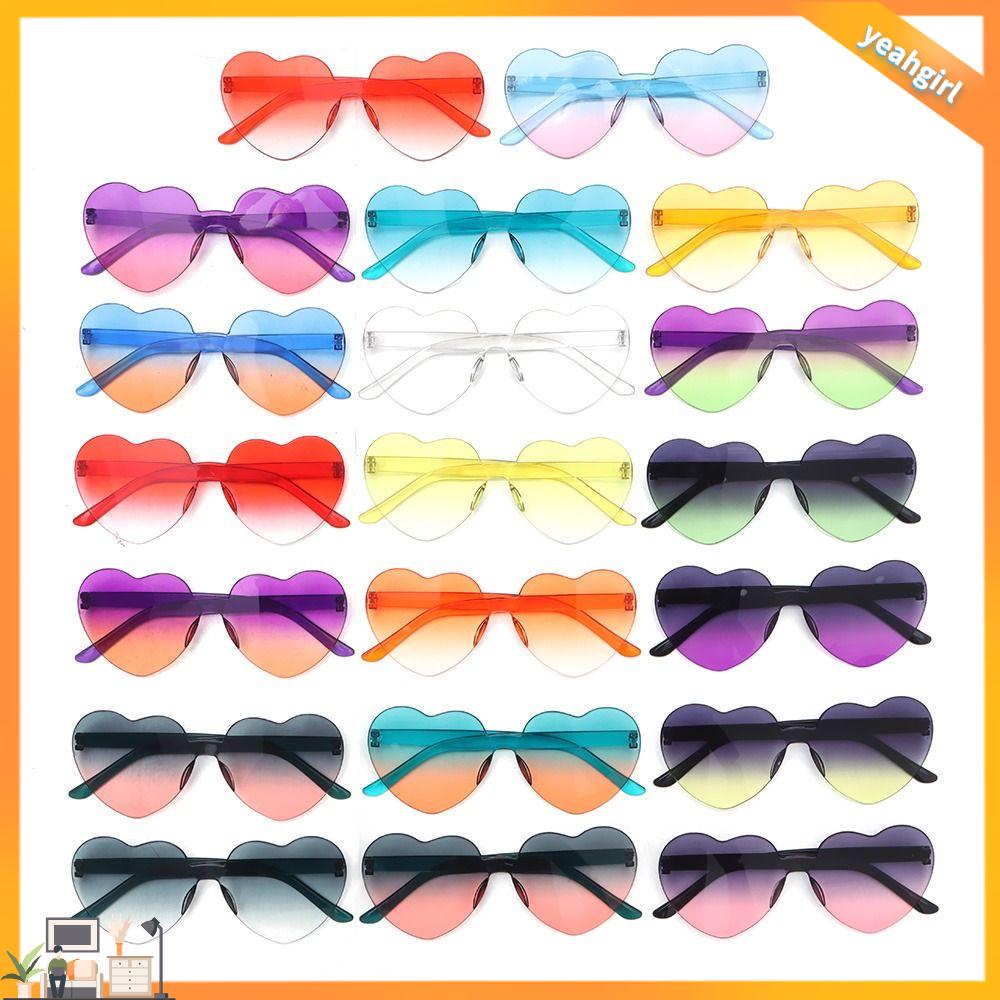 YEAHGIRL Người lớn Tròng kính Gradient Đầy màu sắc Kính râm hình trái tim Kính râm dự tiệc Kính trái tim Che nắng