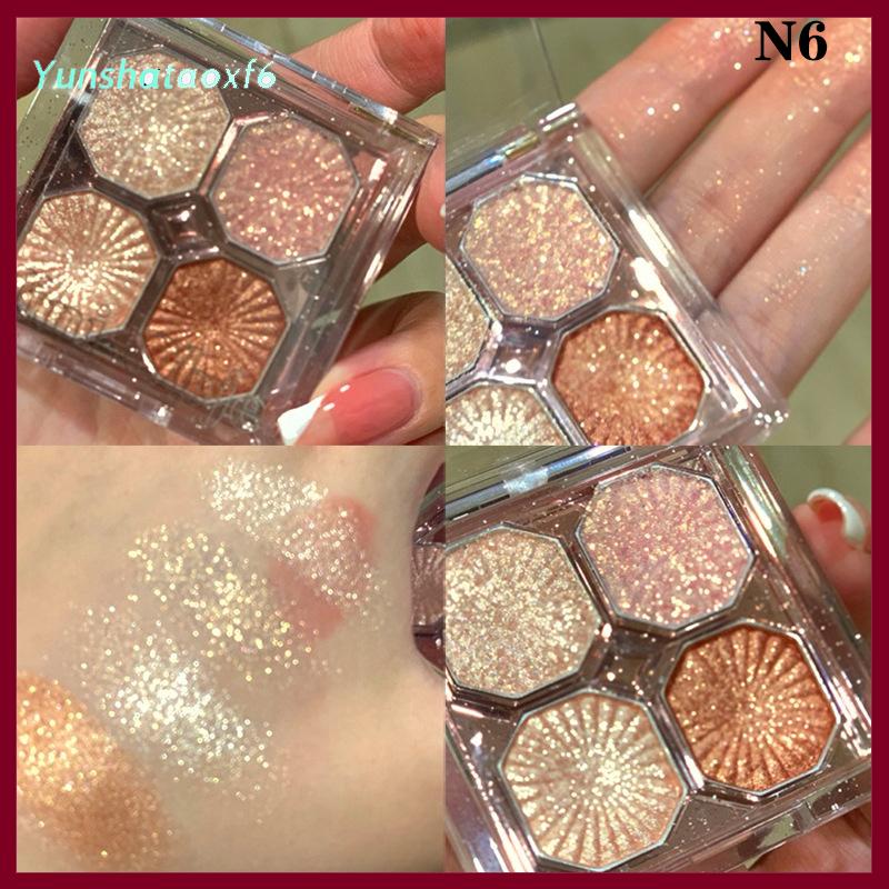 yunshataoxf Dikalu 4 màu Punk Smokey Matte long lanh Eyeshadow Palette ánh sáng lung linh Eye Shadow trang điểm Palette mát mẻ săn chắc màu xám đen EYE PALETTE - 3