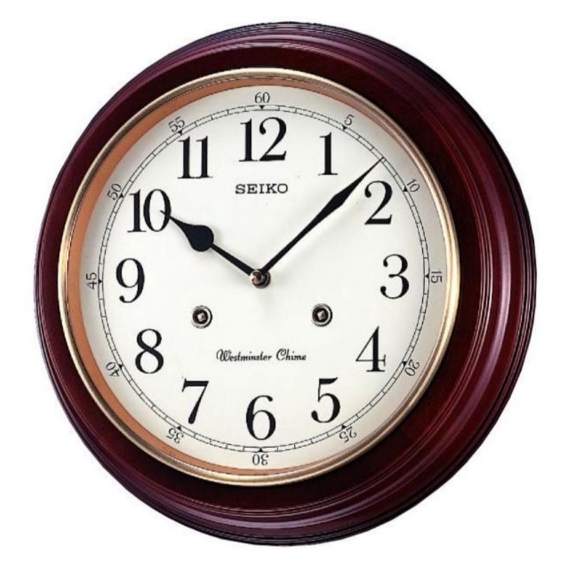 100%ORIGINAL SEIKO Duel Chime Wooden Wall Clock QXH202