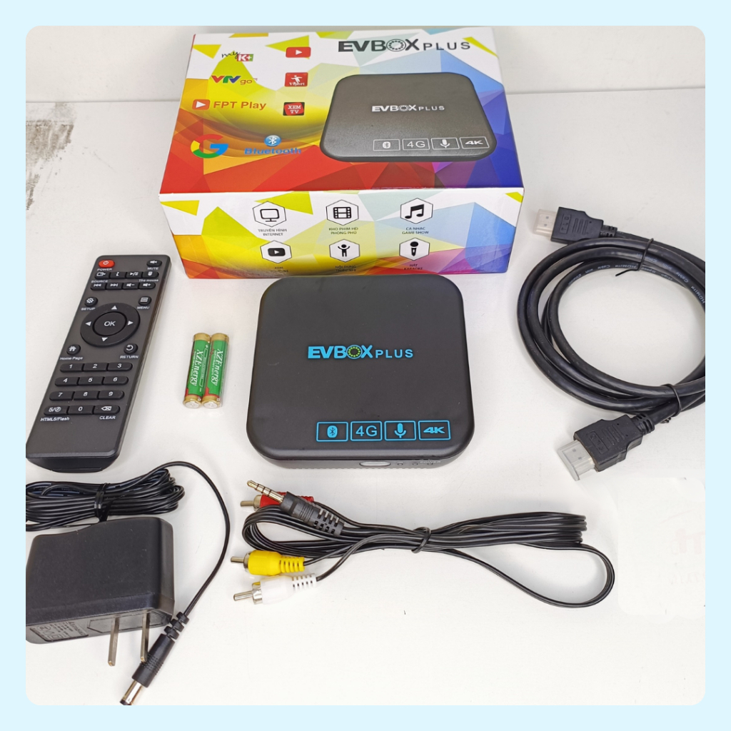 Android/ Tivi Box EVBOX Plus chuẩn 4K Kết nối Bluetooth (Ram 4G Rom 32G) và (Ram 2G Rom 16G). LMS