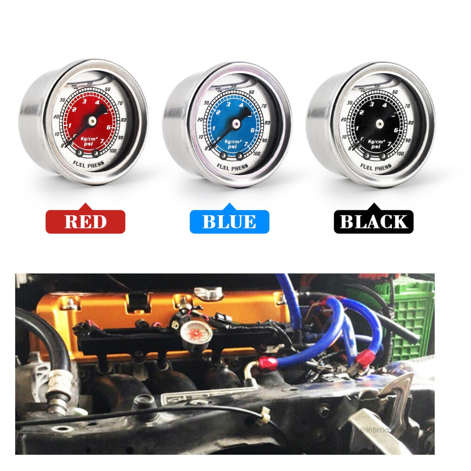 1/8 NPT เครื่องวัดความดันน้ำมันเชื้อเพลิง-Liquid Filled PSI Meter สำหรับ Honda Civic CRX Acura Mitsubishi Eclipse ราคา 177 บาท*ส่งฟรี