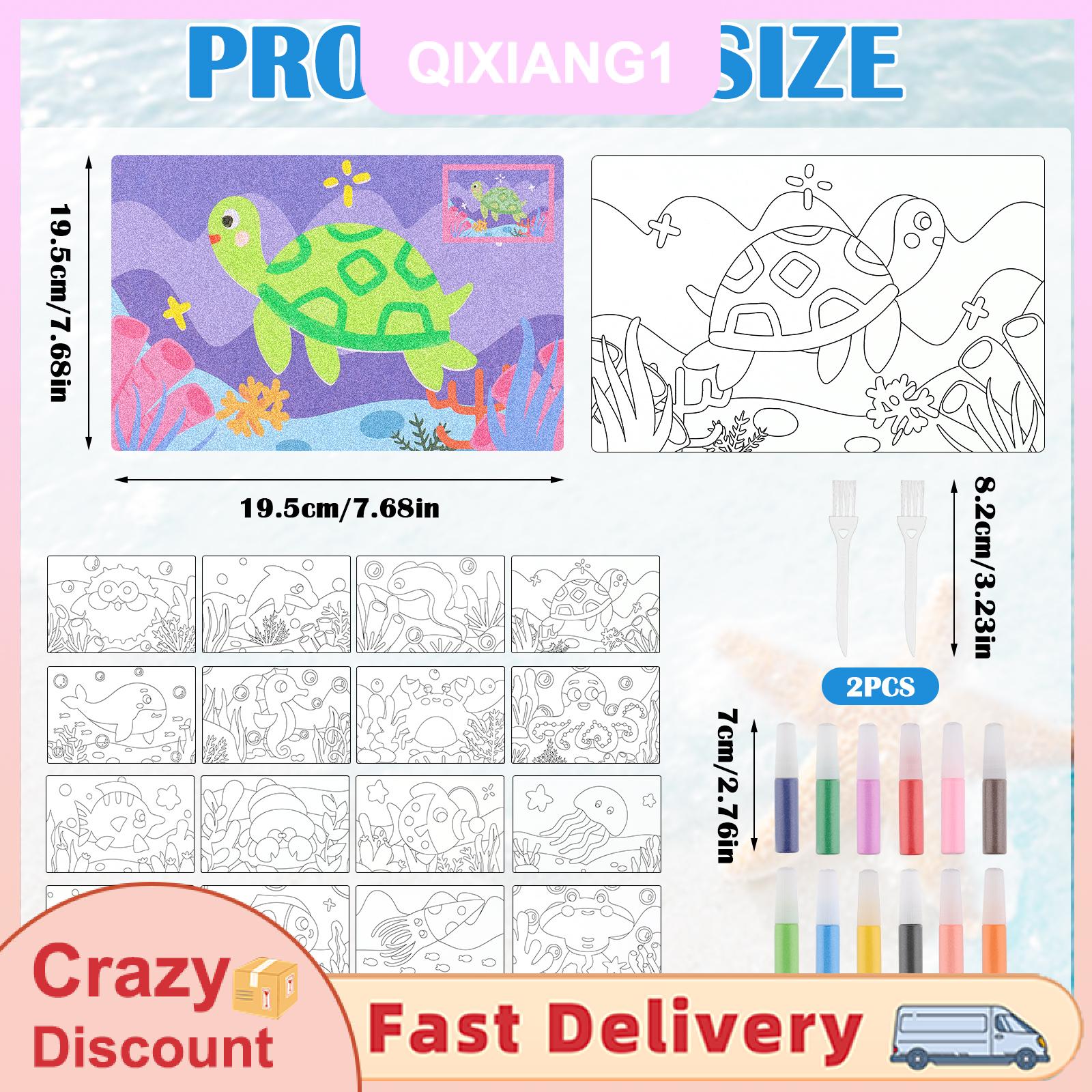 QIXIANG1 30 Bộ đại dương nghệ thuật động vật Bộ dụng cụ tự làm đại dương thủ công sơn màu nghệ thuật vẽ tranh Thẻ Thiết lập màu thủ công Bộ dụng cụ cho nghệ thuật thủ công vui vẻ