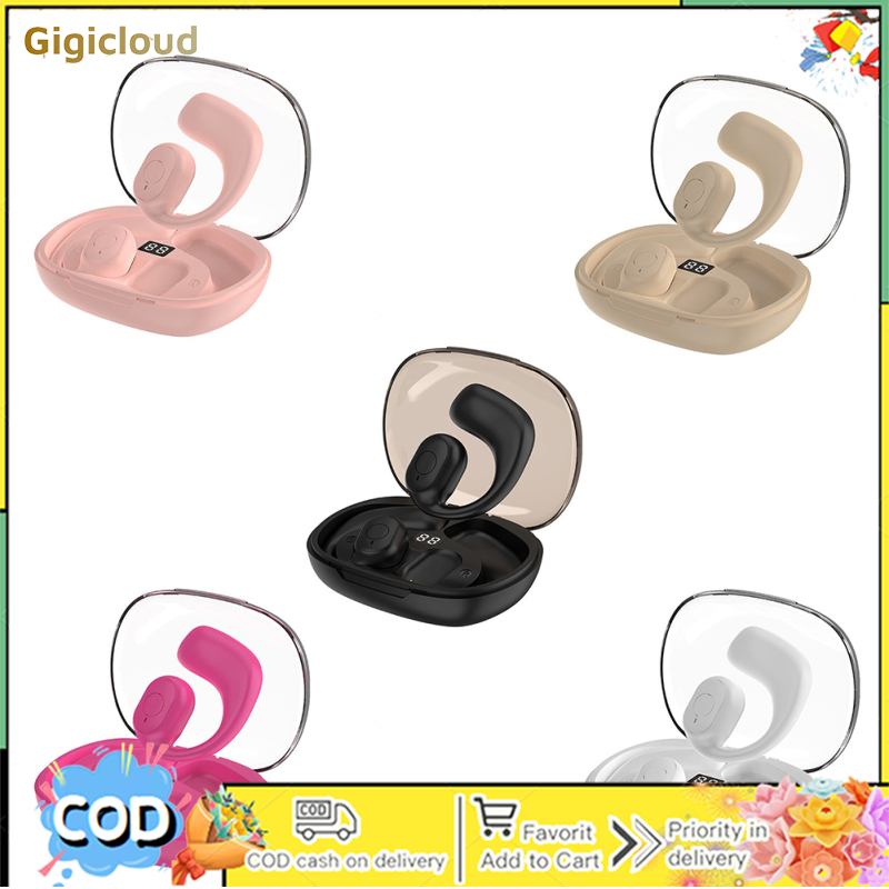 F60 Wireless Earbuds Air Conduction Headphones With Power Display Charging Case Built-in Mics Headset For Sport Running Workout ราคา 163 บาท*ส่งฟรี