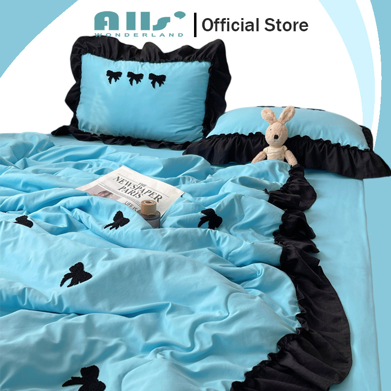 Alls' Wonderland Solid color Thin Quilt Summer Blanket With Lace and Bow Soft Air conditioner quilted ราคา 695 บาท*ส่งฟรี