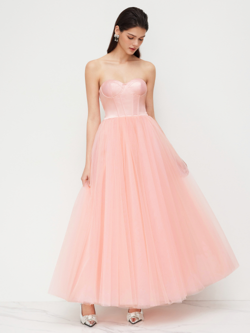 Cider Tube Lace Up Corset Tulle Maxi Dress ราคา 3,814 บาท*ส่งฟรี