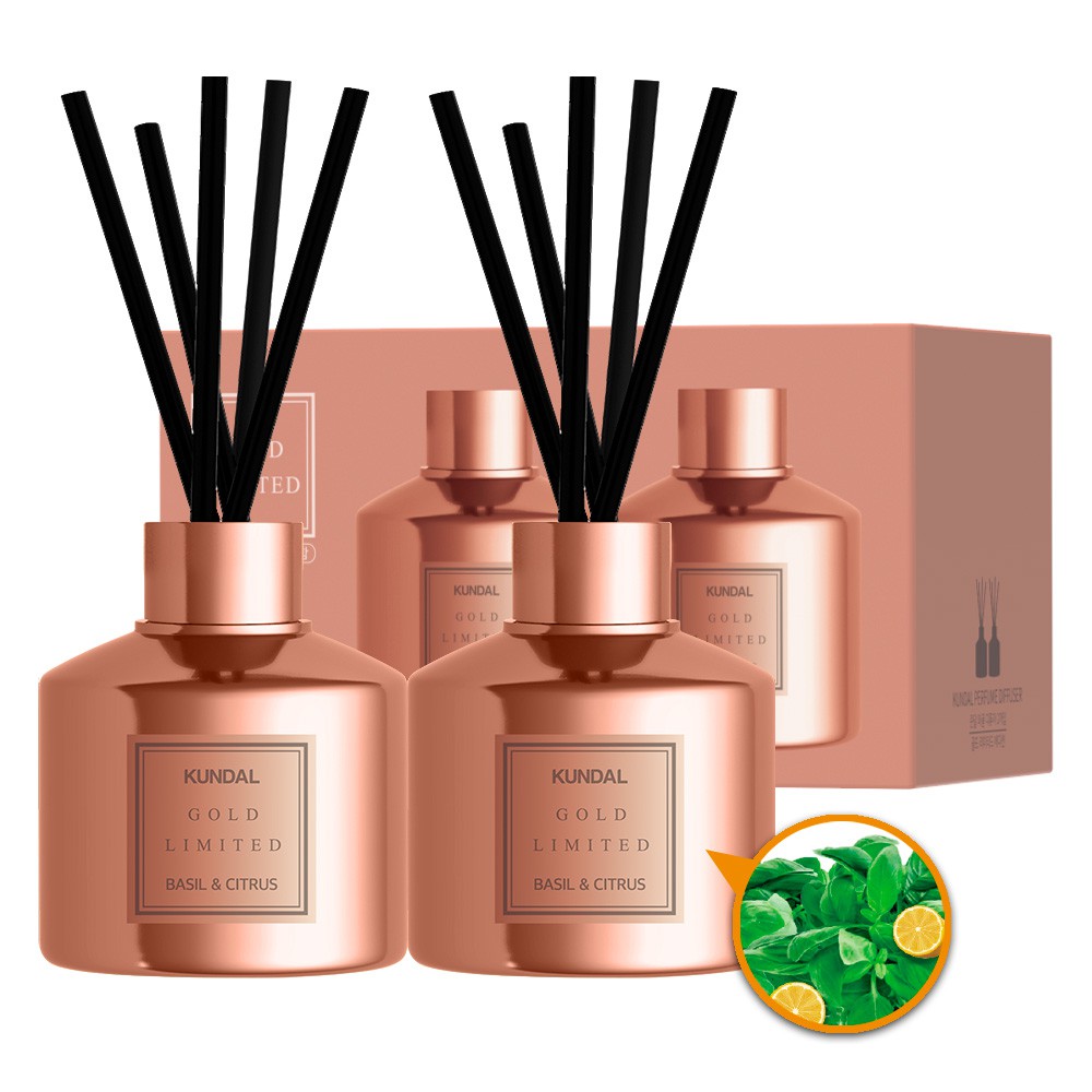 【KUNDAL】 Perfume Diffuser Rose Gold Limited Edition 200ml Set 2ea
