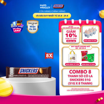 Combo 8 thanh sô cô la Snickers 51g (51g x 8 thanh)