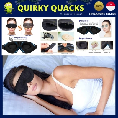 ** 3D BLACK OUT SLEEPING EYE MASK ** - 3D contoured cup memory foam blindfold eye protection black travel sleep eye mask 3D rest eyeshade travel sleeping eye mask memory foam padded shade cover blindfold sponge eyeshade for sleeping - QUIRKY QUACKS QQ