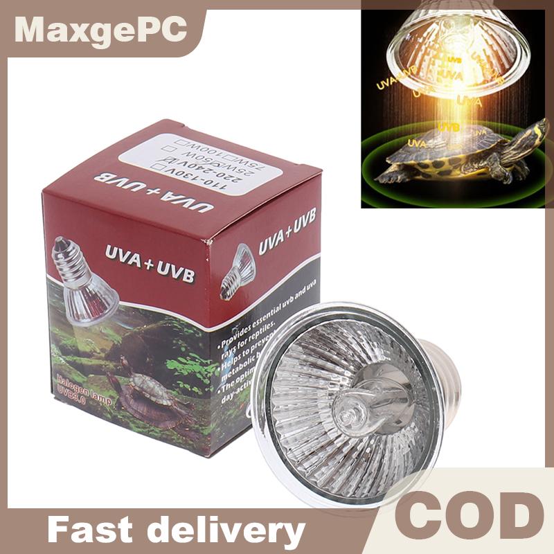  MaxgePC 25 50 75W UVA + UVB 3.0 bò sát đèn bóng đèn rùa Basking UV ánh sáng bóng đèn sưởi ấm đèn điều khiển nhiệt độ 