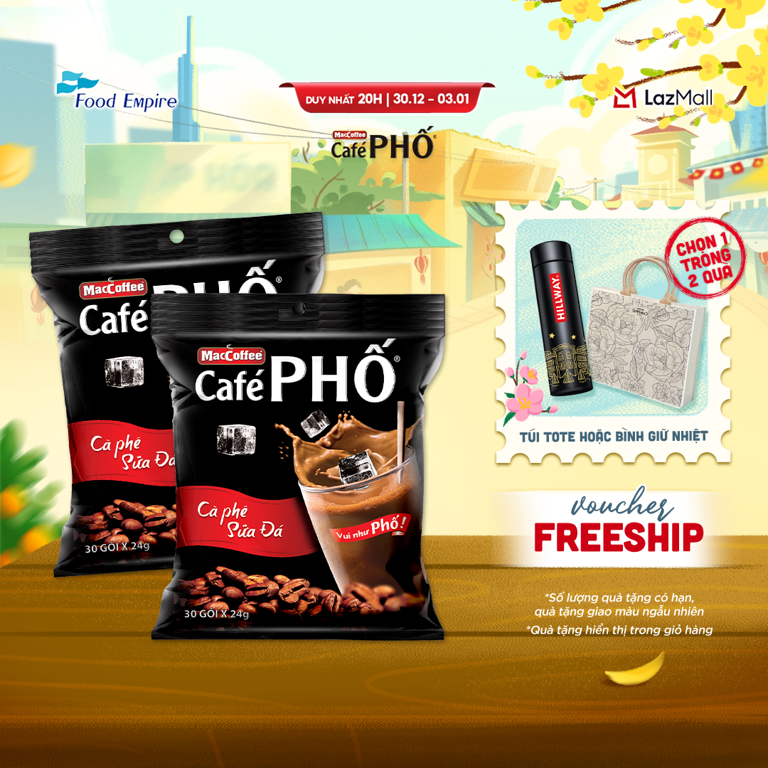  Combo 2 Túi Cà phê Phố Sữa Đá - Maccoffee  túi 30 gói x 24g  