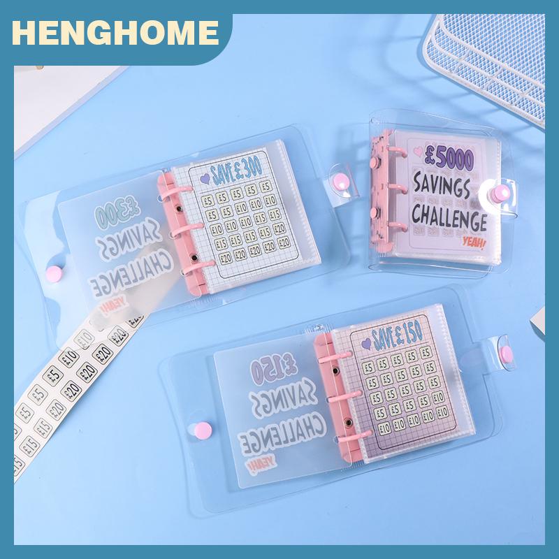 HENGHOME Tiết Kiệm Thách Thức Mini Chất Kết Dính £ 150 300 500 2100 5000 Tiền Tiết Kiệm Chất Kết Dính 3 Lỗ PVC Chất Kết Dính Máy Tính Xách Tay Ngân Sách Tiền Mặt Lưu Trữ Cuốn Sách