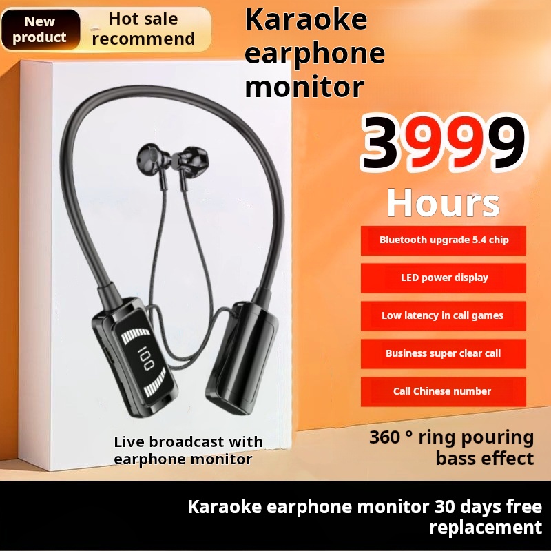 Mezone Wireless Bluetooth Earphones 5.4 Bluetooth Headphone Sound Card Streaming Earphones Hanging Neck Headset with Microphone Noise Cancelling Earbuds ราคา 193 บาท*ส่งฟรี