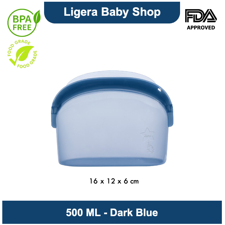 LIGERA Food Grade Silicone Pouch 3500 ML / 1500 ML / 500 ML ( Reusable ECO Friendly) Tas Silikon Platinum Ziplock Bag Tempat Makanan Pompa Asi Pumping Serbaguna Multifungsi BPA Free Tahan Microwave Freezer Big Size Non-toxic High Grade