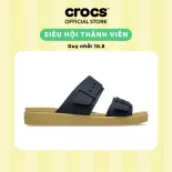 Dép Xăng Đan Nữ Crocs Brooklyn Buckle Low Low - Black/Tan - 211215-00W